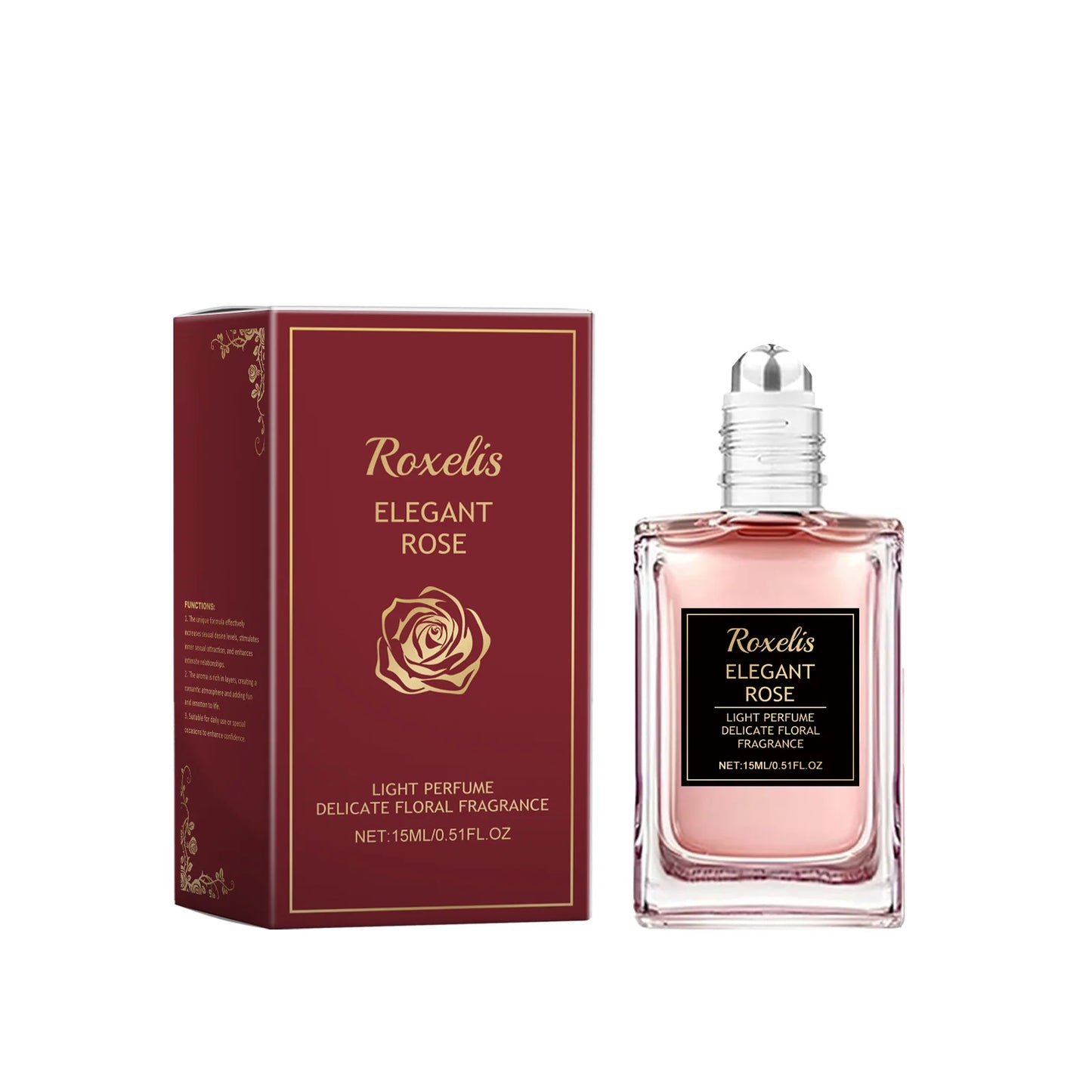 Roxelis 15ml Rose Perfume Roller Ball Floral Scent Lasting Elegant Perfume
