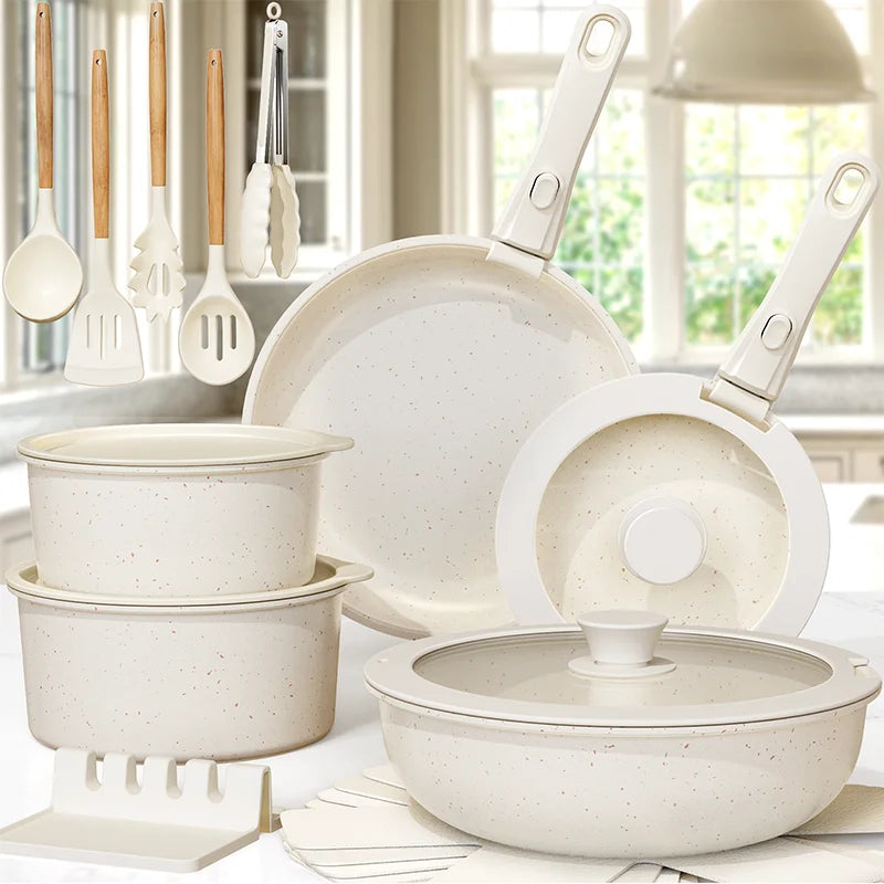 21 Piece Ceramic Cookware Set Non Stick Pot and Pan set.
