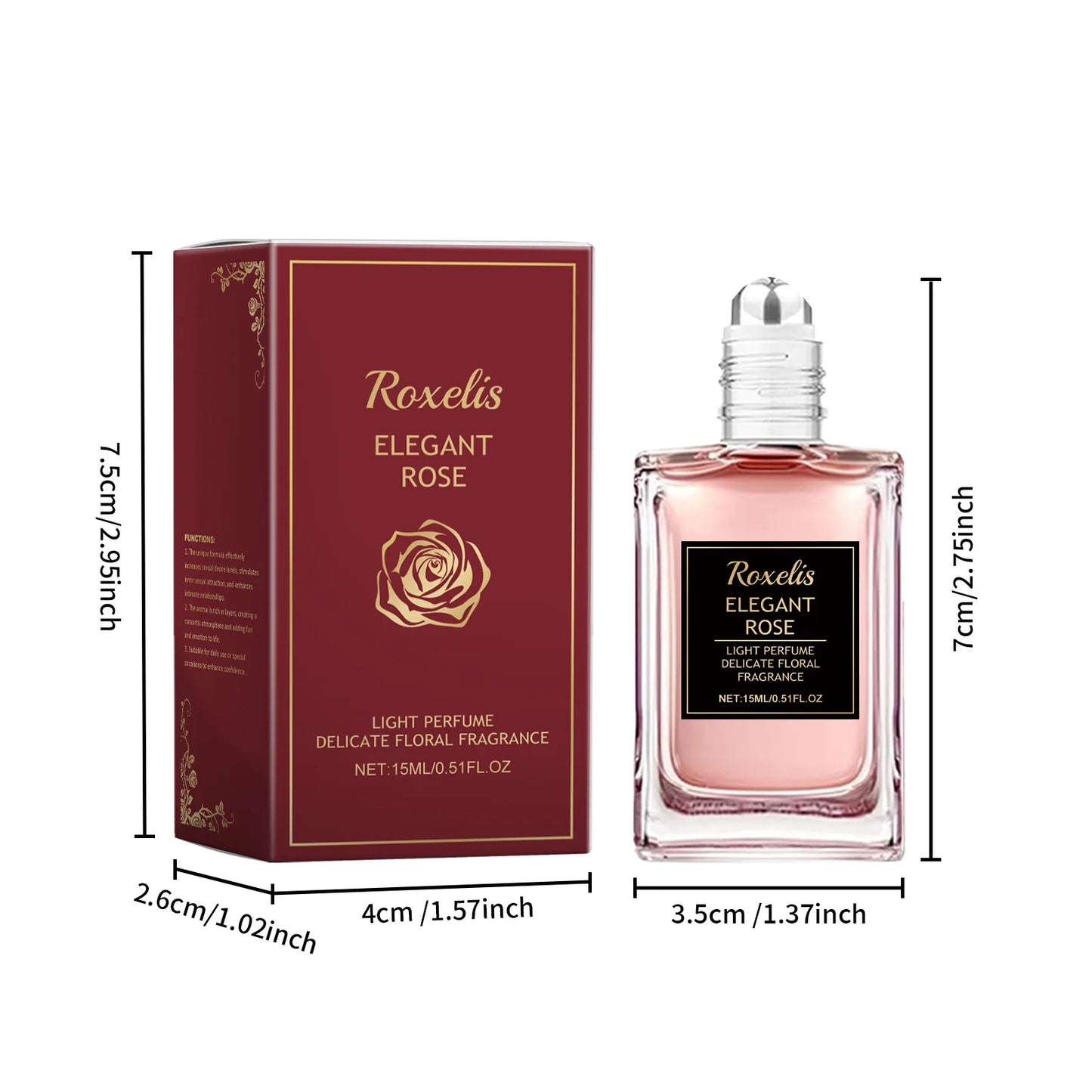Roxelis 15ml Rose Perfume Roller Ball Floral Scent Lasting Elegant Perfume