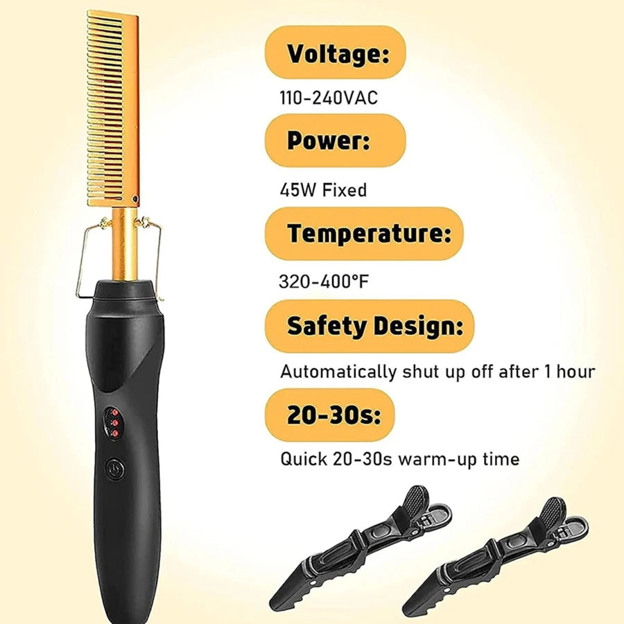 Electric Hot Comb Hair Straightener and Pressing Combs with Wig Glue Hair Wax Stick