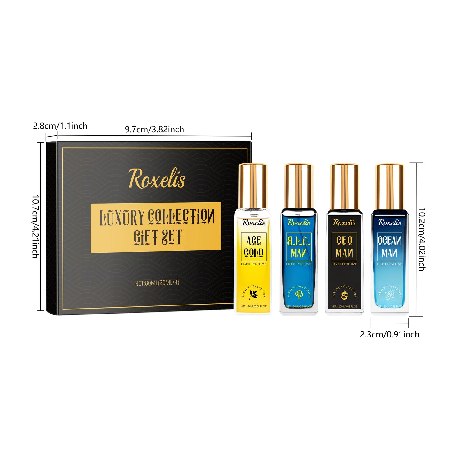 Roxelis Men Luxury Perfume Gift Set for Lasting Fragrance Charming Male Perfume Set