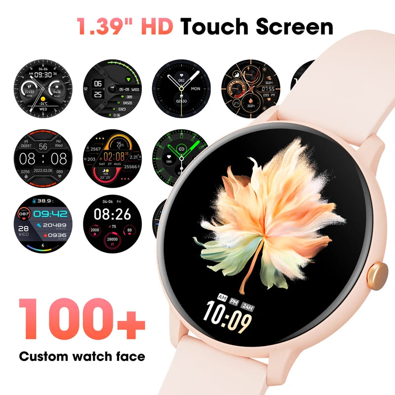 Women's and Men's Bluetooth Touch Screen smart watches Health Monitoring, Waterproof Fitness
