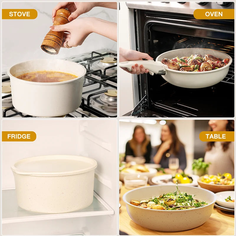 21 Piece Ceramic Cookware Set Non Stick Pot and Pan set.