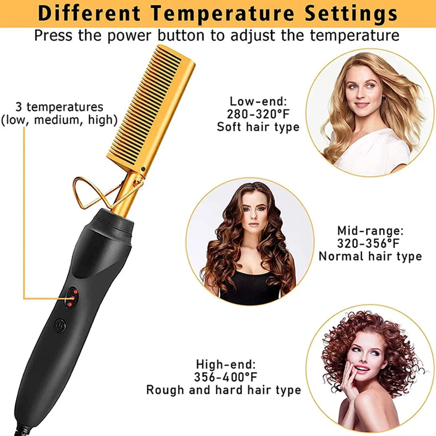 Electric Hot Comb Hair Straightener and Pressing Combs with Wig Glue Hair Wax Stick