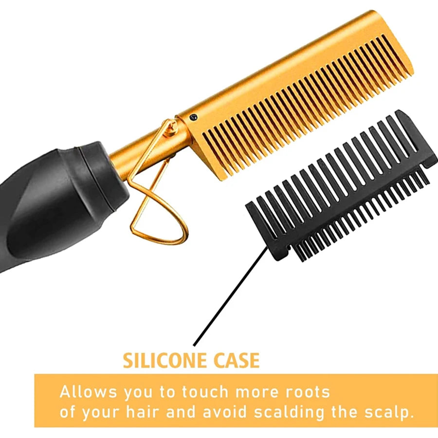 Electric Hot Comb Hair Straightener and Pressing Combs with Wig Glue Hair Wax Stick