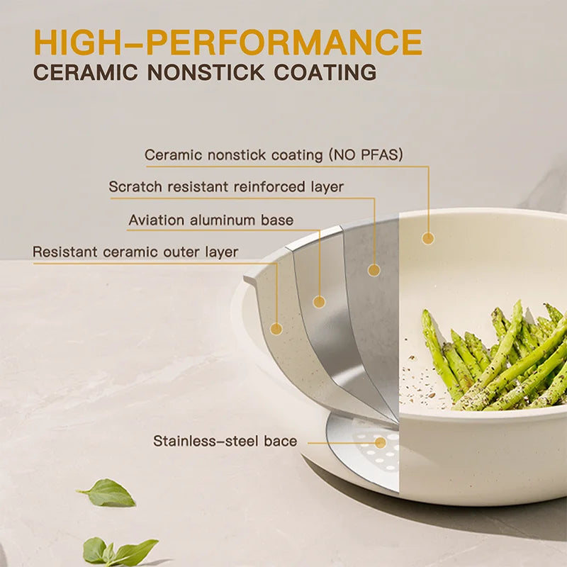 21 Piece Ceramic Cookware Set Non Stick Pot and Pan set.
