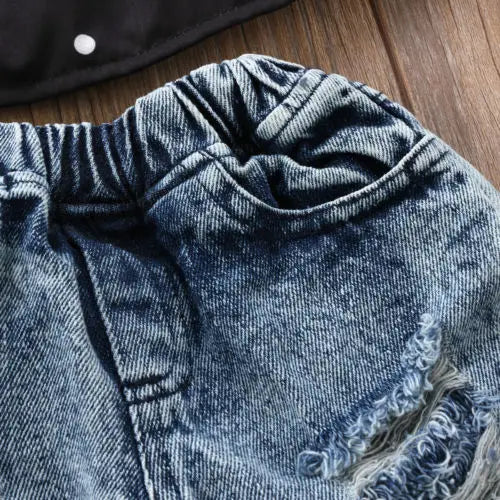 Elastic Ripped Patch Denim Jeans