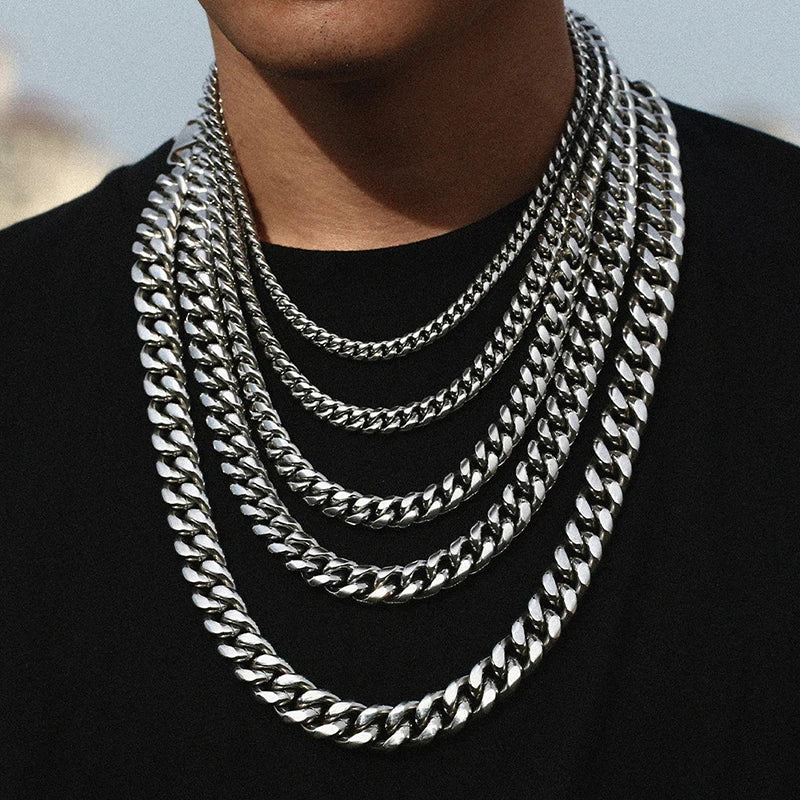 Men's Cuban Link Chain Stainless Steel Necklace and Curb Cuban Chain Jewelry 6/8/10/12mm