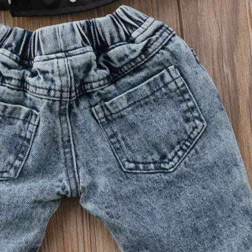 Elastic Ripped Patch Denim Jeans