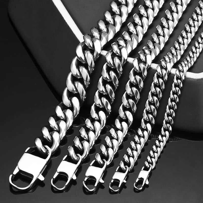 Men's Cuban Link Chain Stainless Steel Necklace and Curb Cuban Chain Jewelry 6/8/10/12mm