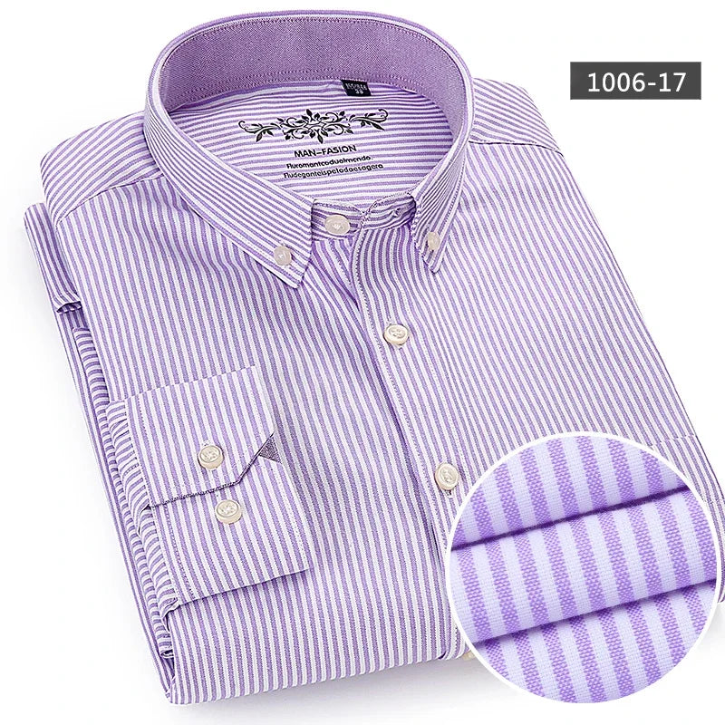 Men's solid color long-sleeve plain shirt single pocket top soft slim fit formal clothes