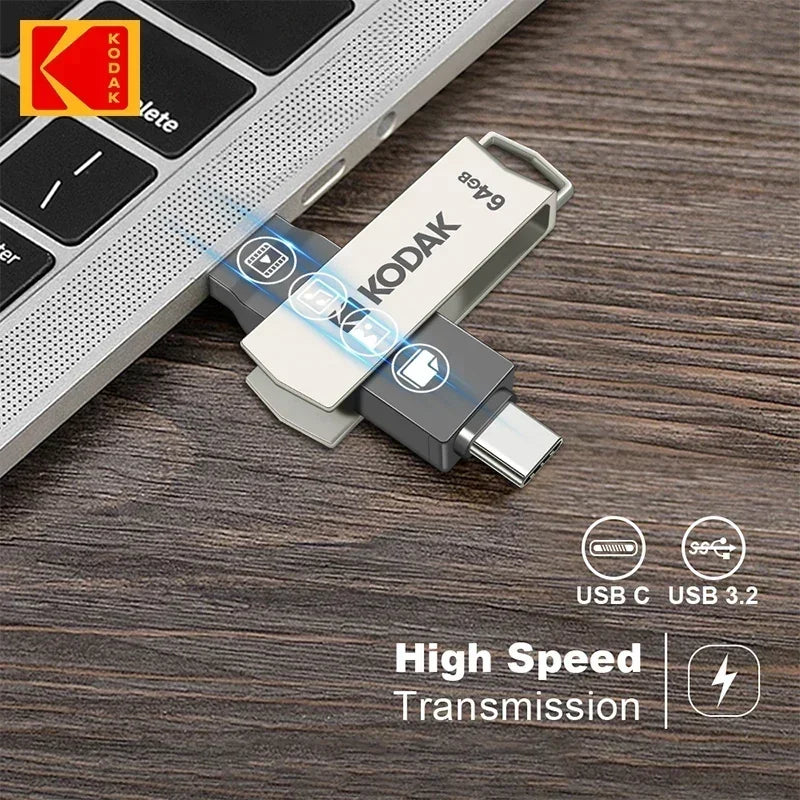 Kodak K273 USB Flash Drive USB3.2 Type C Flash Drive 32GB 64GB 128GB 256GB With High Speed