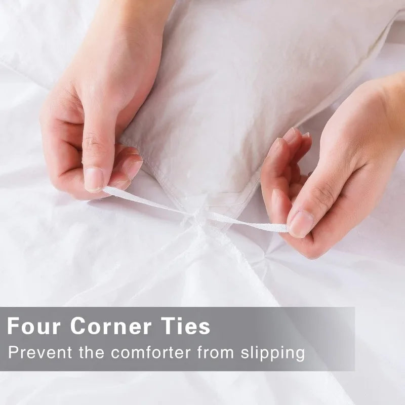 White King Pinch Pleat Cover, 3 Pieces Soft Cover Bedding Set with Zipper Closure & Corner Ties