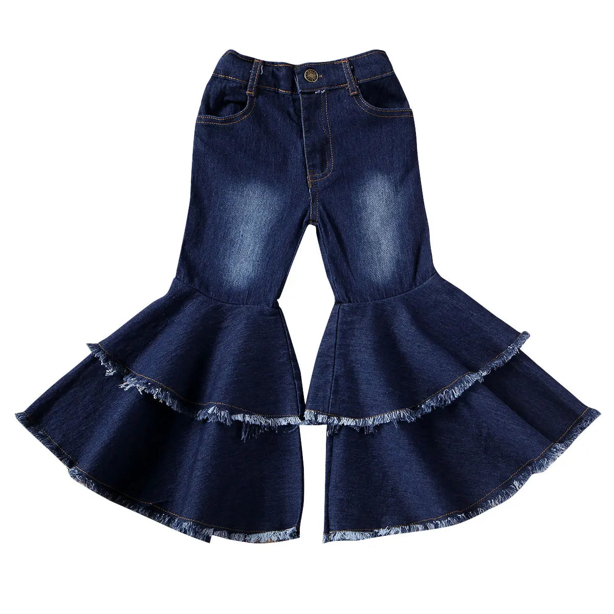 Girls Flared Denim  High Waisted Bell-bottom Jeans