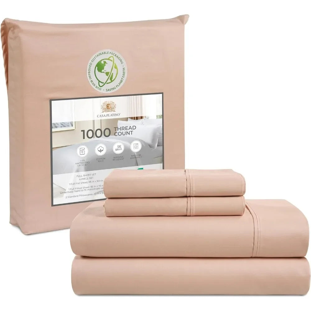 King /Queen Size Sheets Set 1000 Thread Count 4 Piece Set