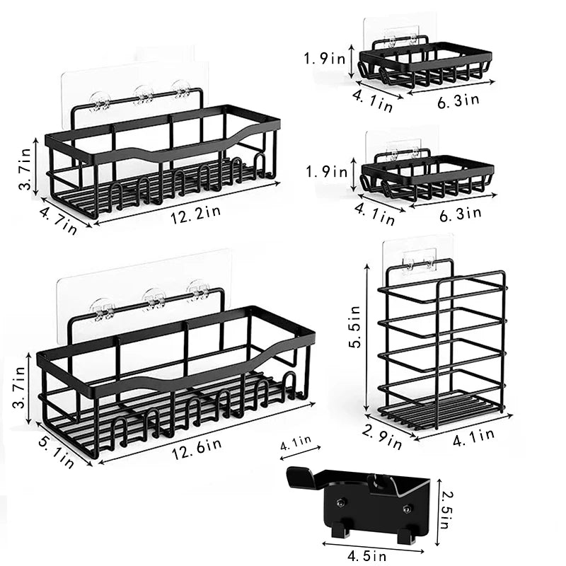 6pcs Stainless Steel Bathroom Kitchen Shelves Accessories