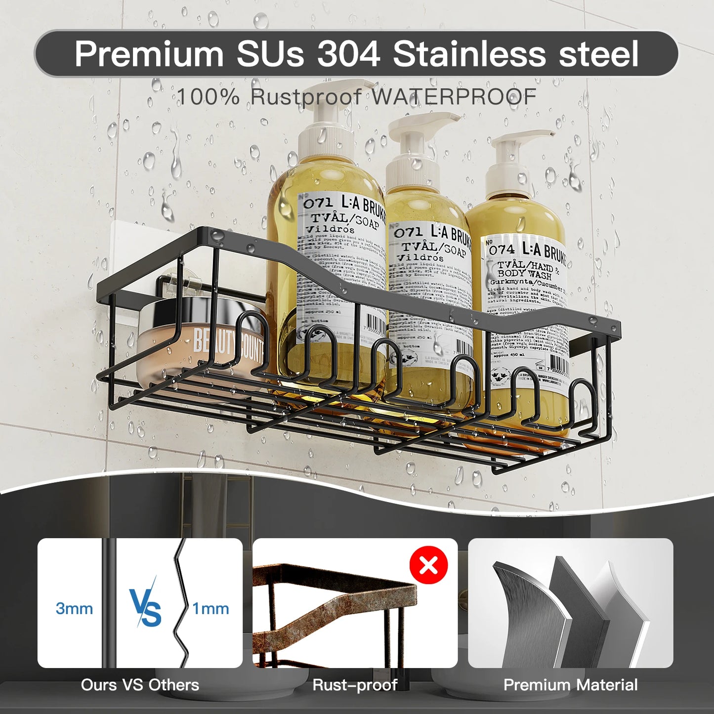 6pcs Stainless Steel Bathroom Kitchen Shelves Accessories