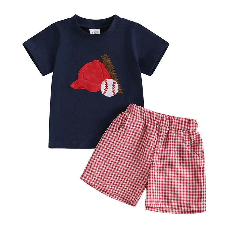 Boys Casual Striped Short Sleeves T-Shirt 2 Piece Set