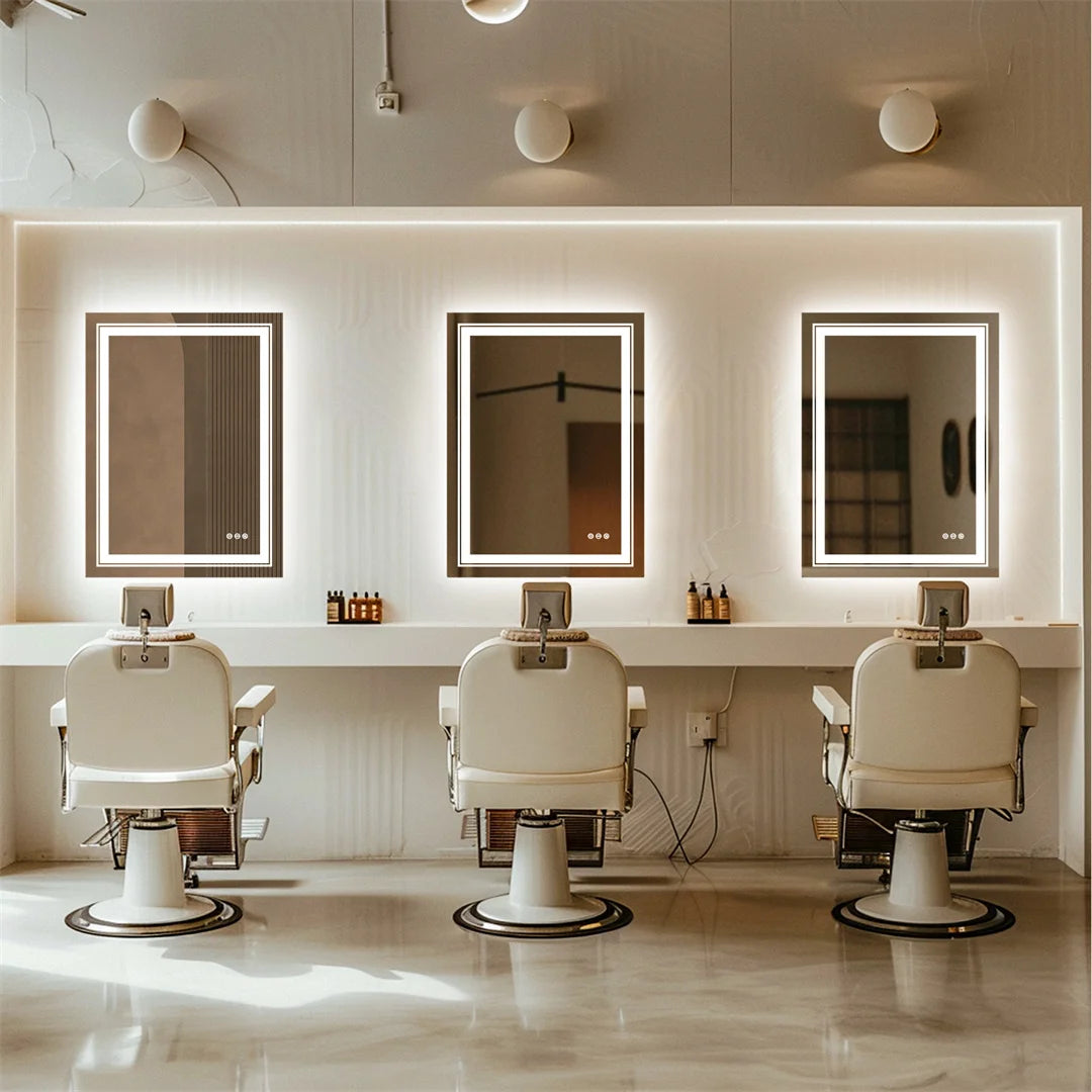 Crystal Clear LED Bathroom Mirror and Dimming with Double Lights