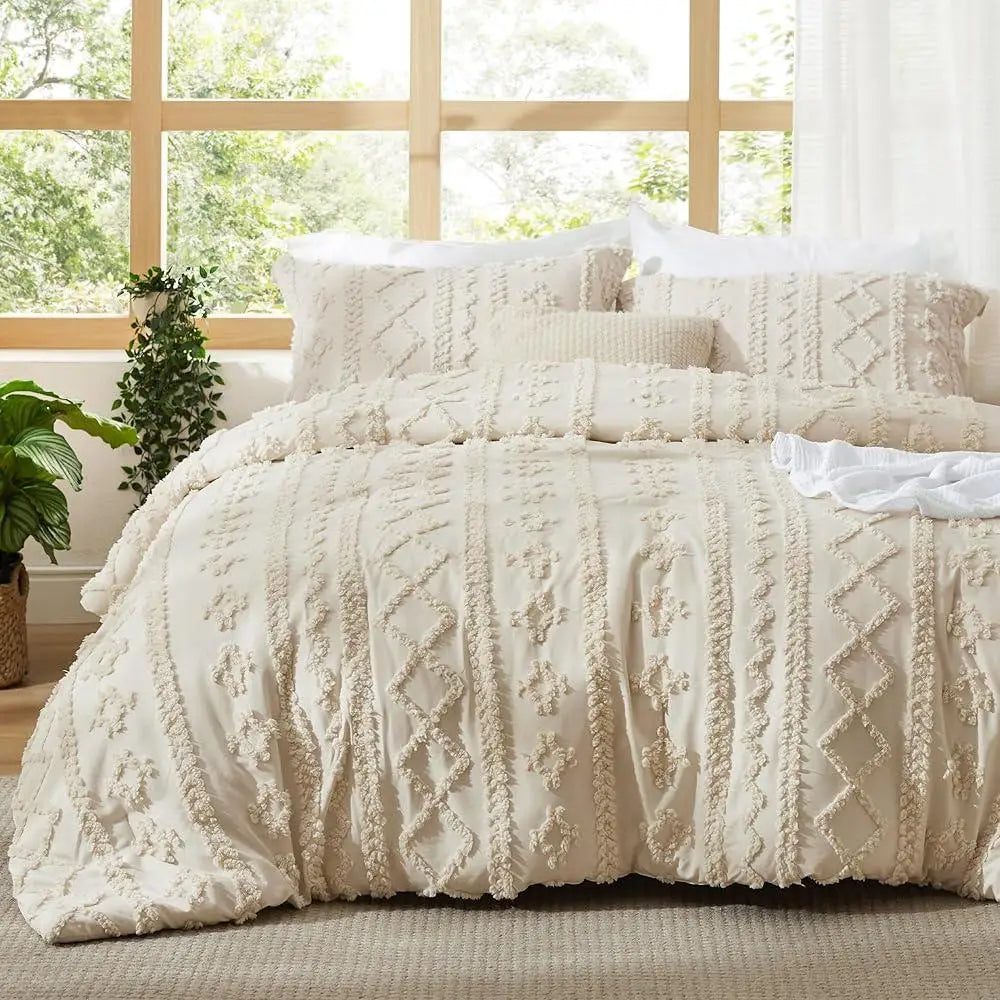 Queen 3 Pieces Soft Breathable Farmhouse Bedding Set