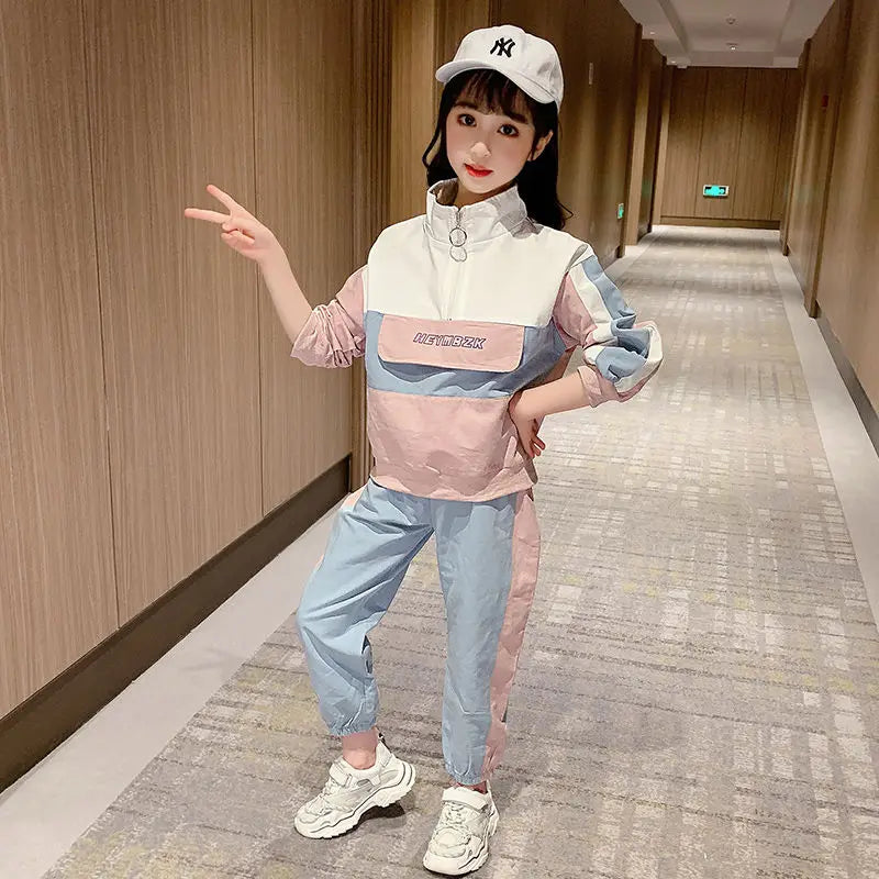 Girls Spring Fashion Clothing Shirt + Trousers 2 Piece Set