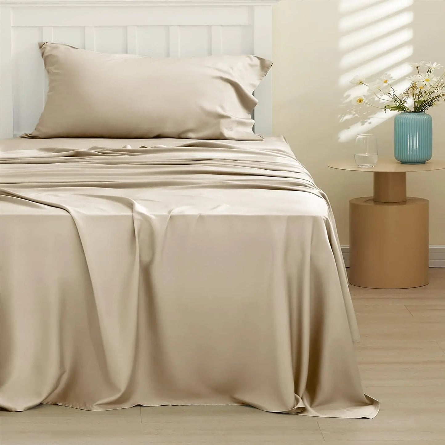 Bamboo, Deep Pocket Up to 16", Breathable & Soft, Hotel Luxury Silky Bedding Sheet