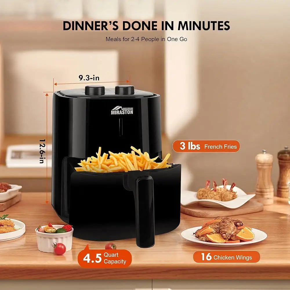 4.5QT Air Fryer Auto Shut-off Reminder Healthy Cooking Non-stick and Easy to Clean