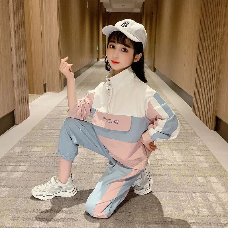 Girls Spring Fashion Clothing Shirt + Trousers 2 Piece Set