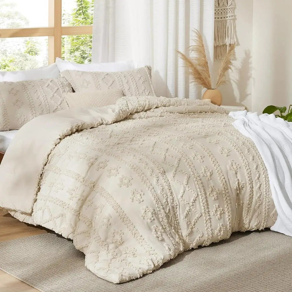 Queen 3 Pieces Soft Breathable Farmhouse Bedding Set