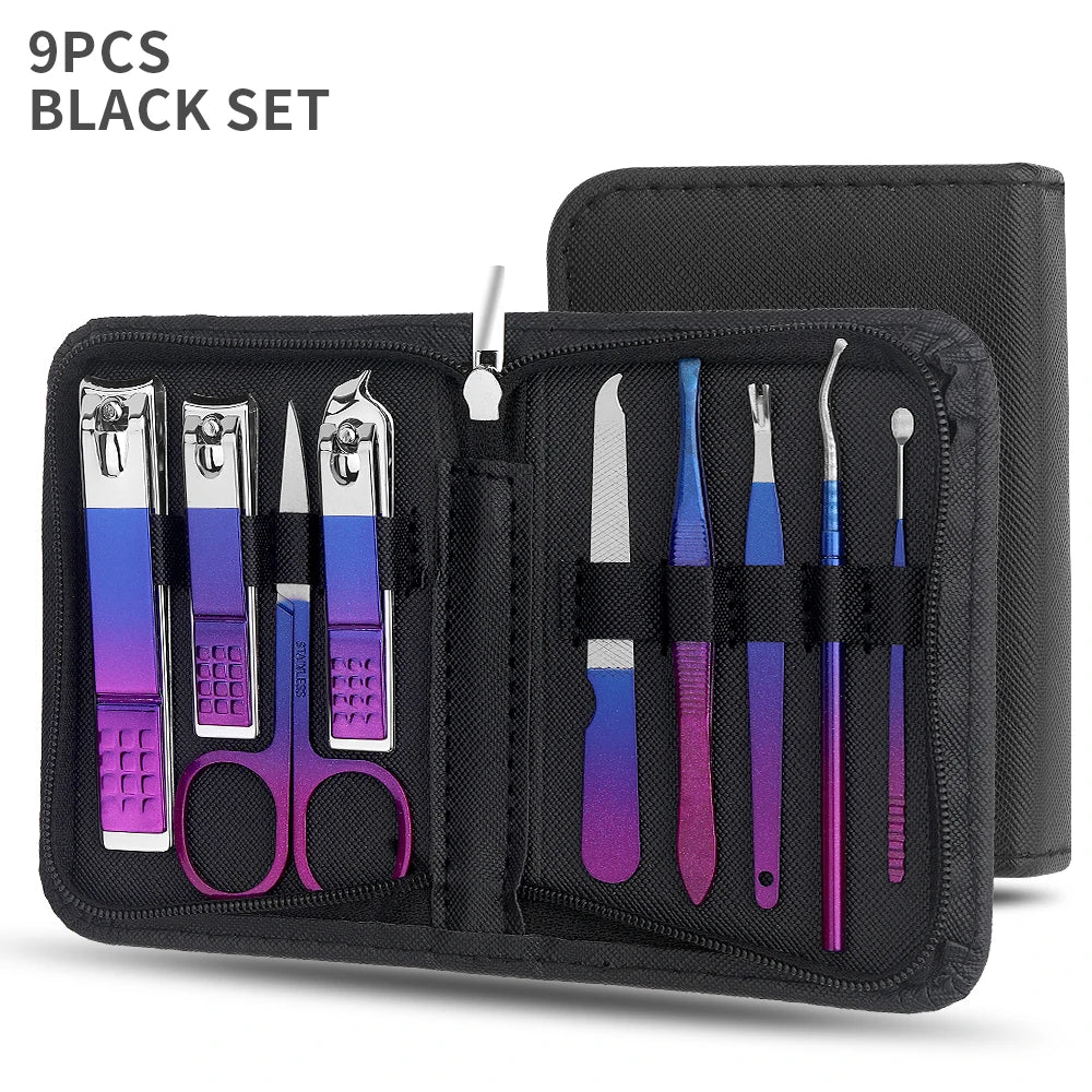 9/18 pcs Color Nail Clippers Manicure and Pedicure Tool Set