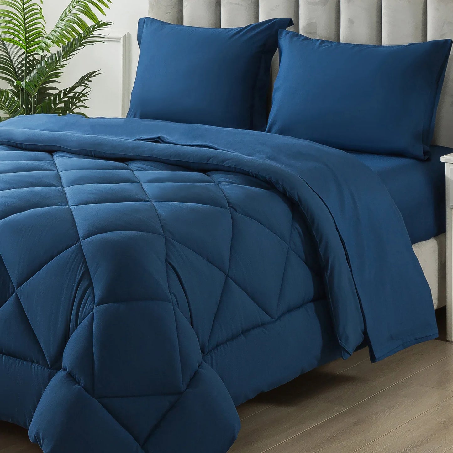 5-7 Pieces Bed in a Bag Set with Soft Quilted Lightweight Comforter and Sheets