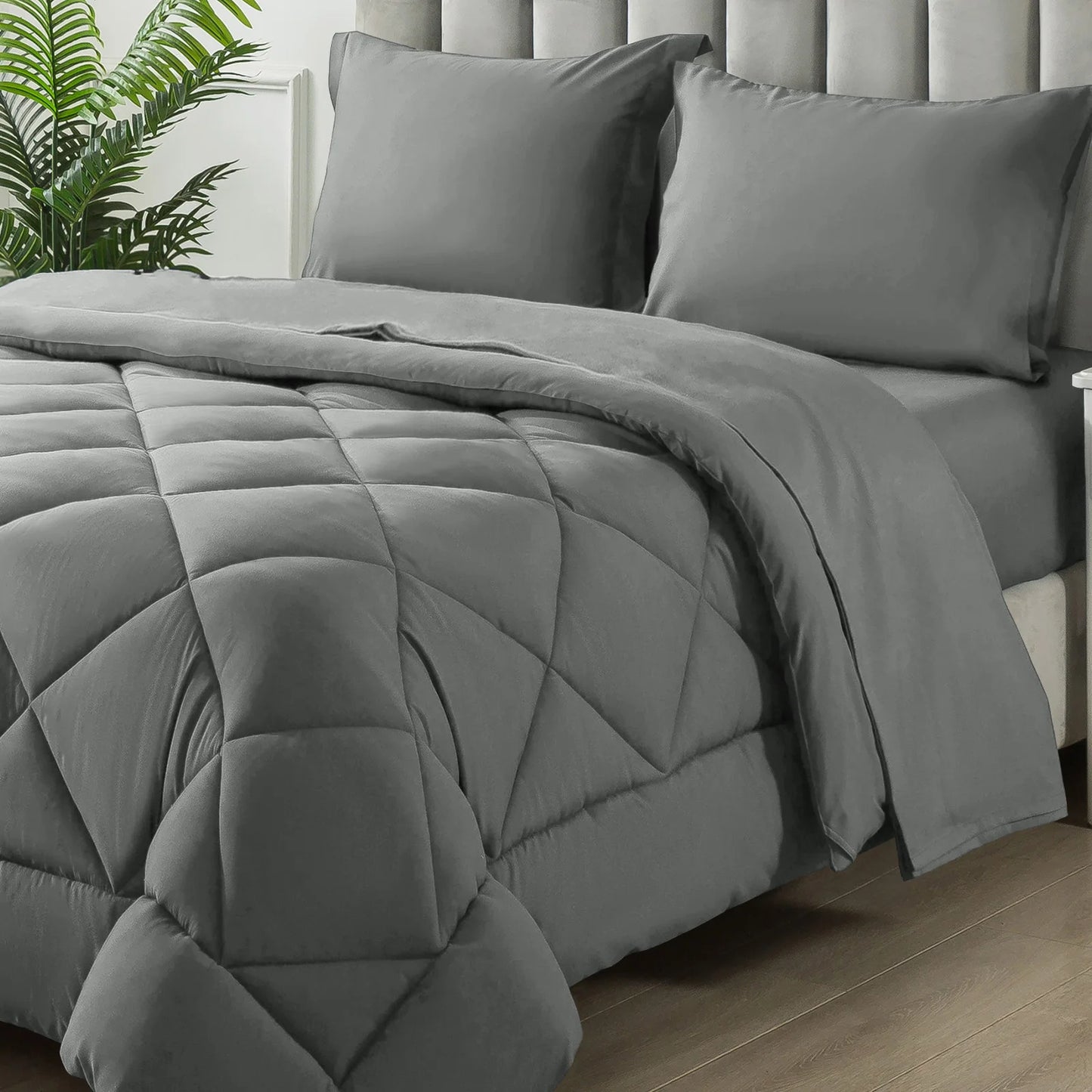 5-7 Pieces Bed in a Bag Set with Soft Quilted Lightweight Comforter and Sheets