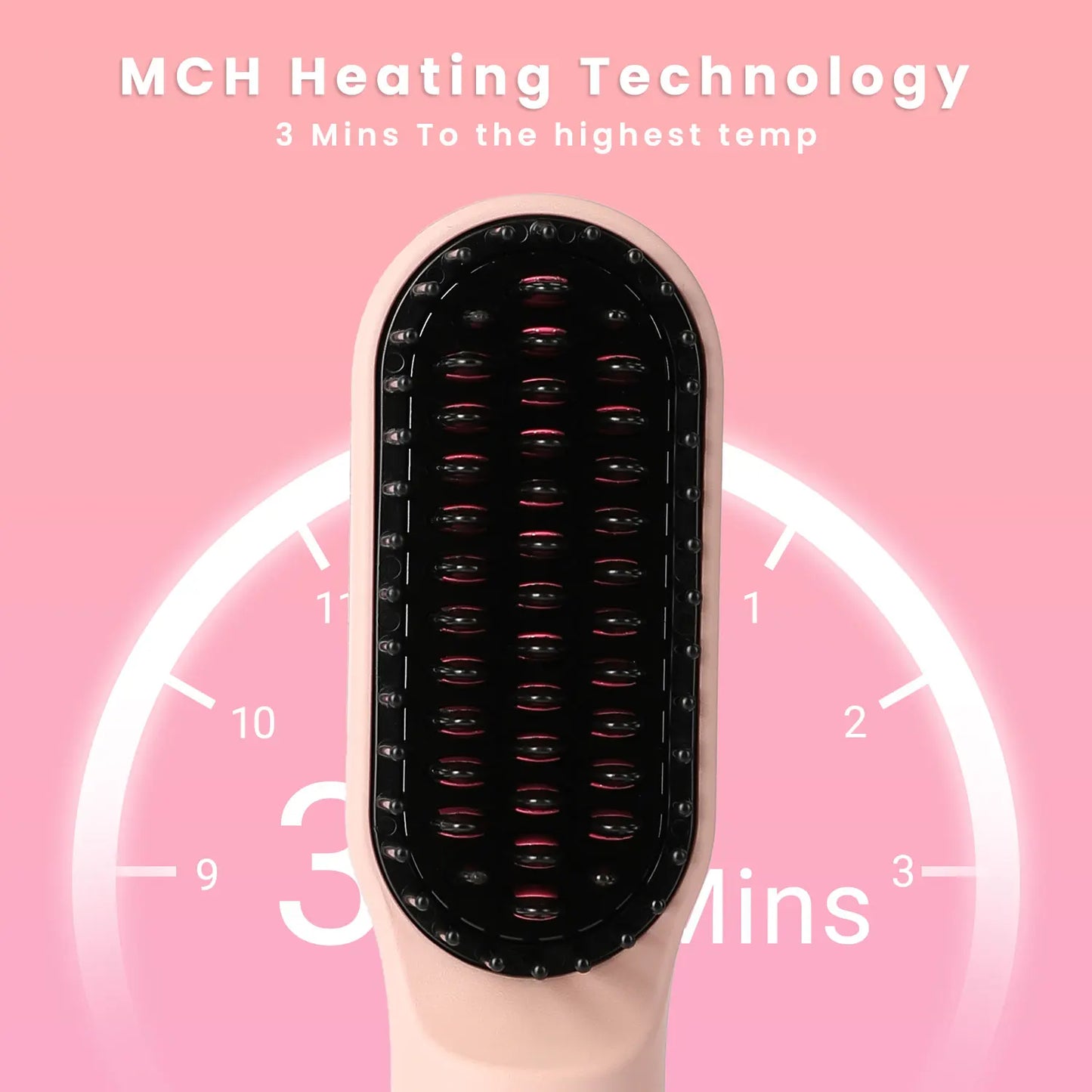 Portable Thermal Round Brush, LCD Display with Adjustable Temperature, Auto Shut-Off