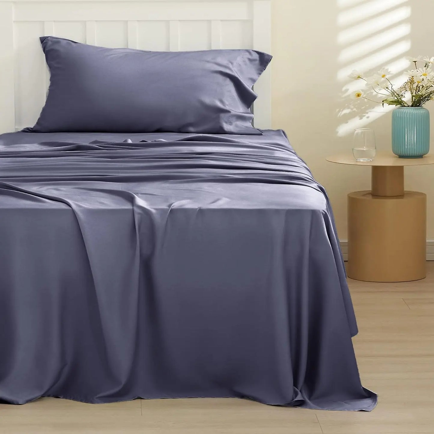 Bamboo, Deep Pocket Up to 16", Breathable & Soft, Hotel Luxury Silky Bedding Sheet