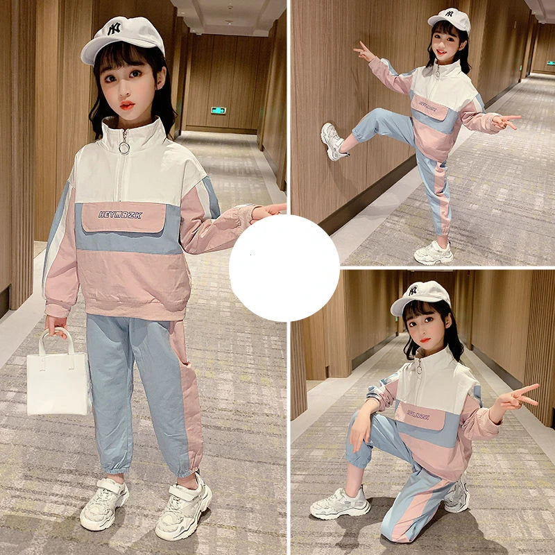 Girls Spring Fashion Clothing Shirt + Trousers 2 Piece Set