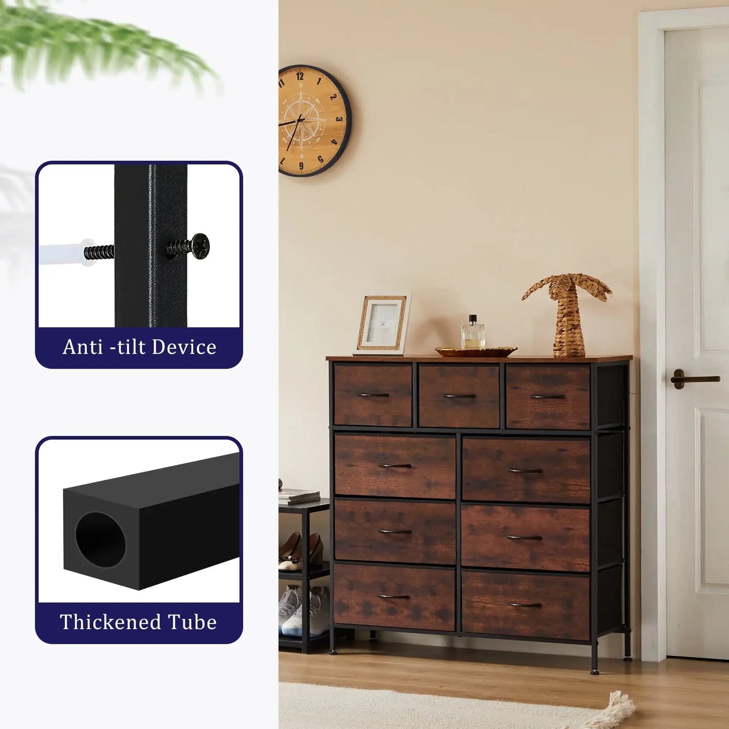 9 Wide Chest Dresser Drawers With Wood Top
