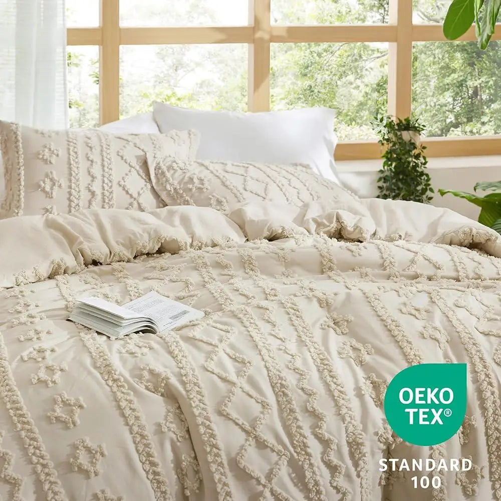 Queen 3 Pieces Soft Breathable Farmhouse Bedding Set