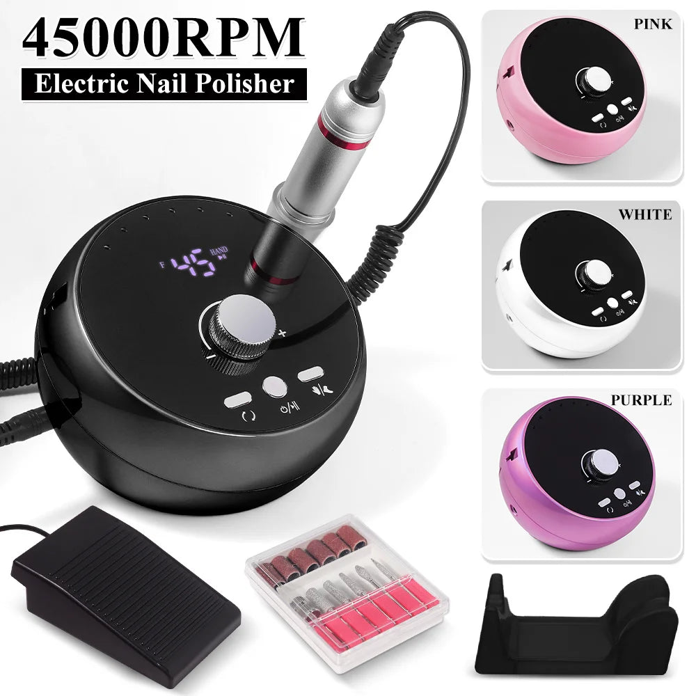 45000RPM Nail Machine Electric Portable Nail Rechargeable Drill