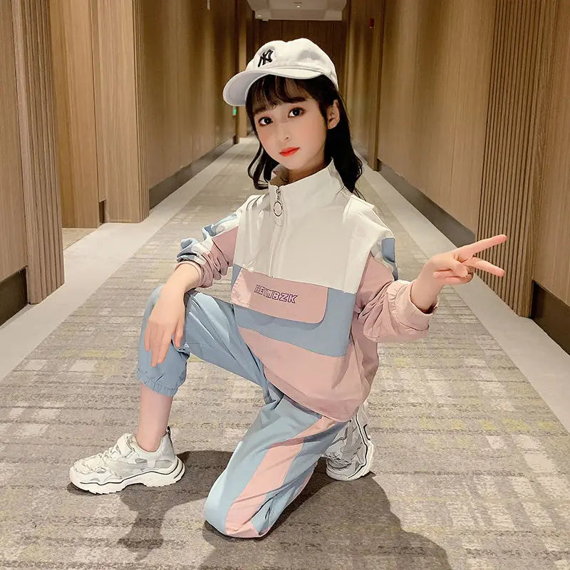 Girls Spring Fashion Clothing Shirt + Trousers 2 Piece Set