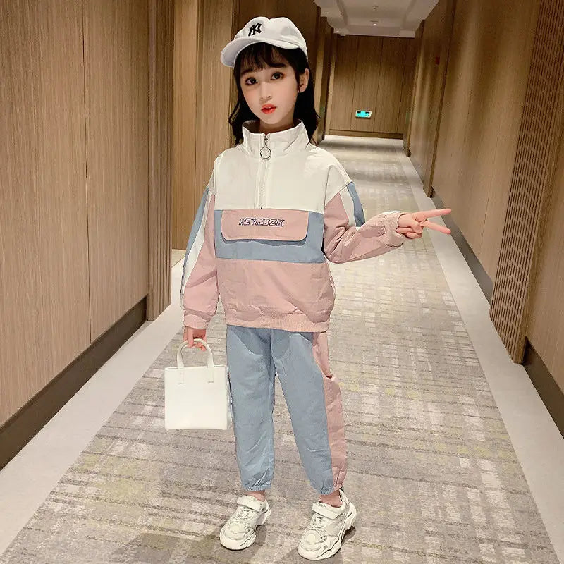 Girls Spring Fashion Clothing Shirt + Trousers 2 Piece Set