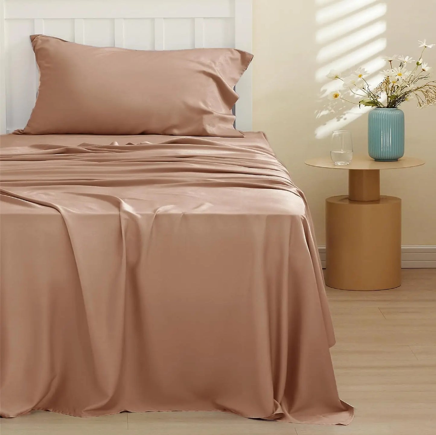 Bamboo, Deep Pocket Up to 16", Breathable & Soft, Hotel Luxury Silky Bedding Sheet