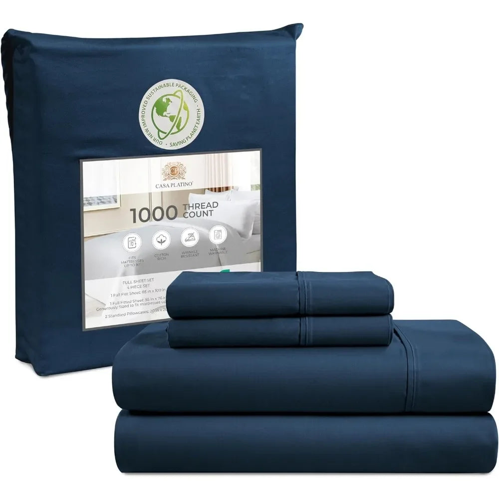 King /Queen Size Sheets Set 1000 Thread Count 4 Piece Set