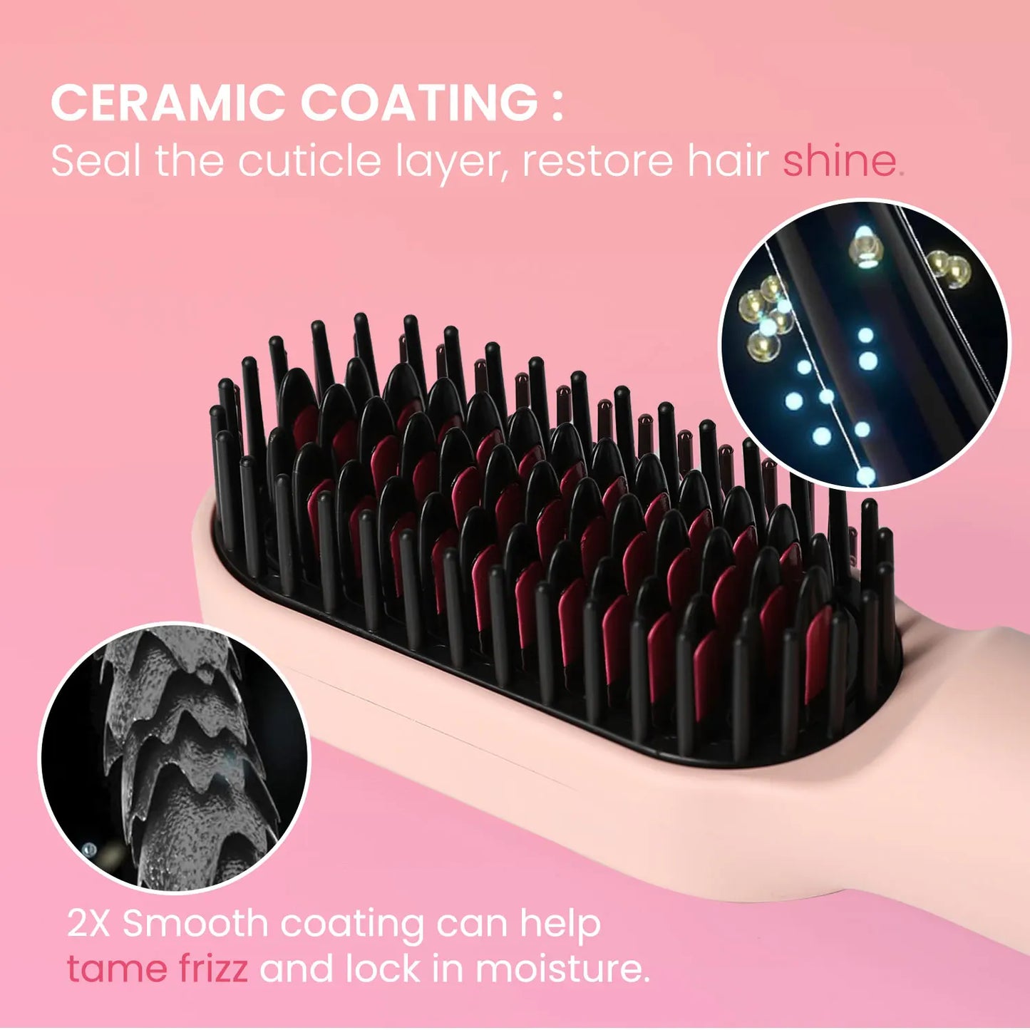 Portable Thermal Round Brush, LCD Display with Adjustable Temperature, Auto Shut-Off