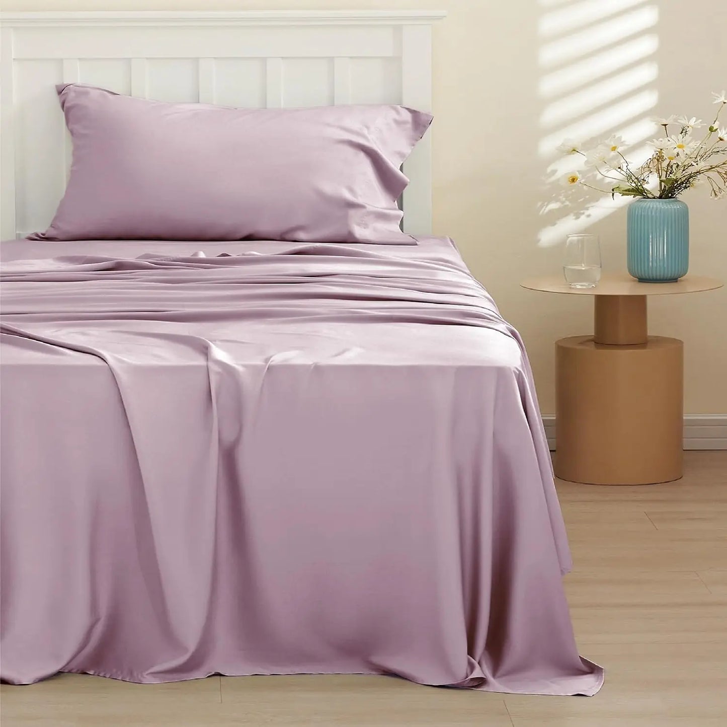 Bamboo, Deep Pocket Up to 16", Breathable & Soft, Hotel Luxury Silky Bedding Sheet