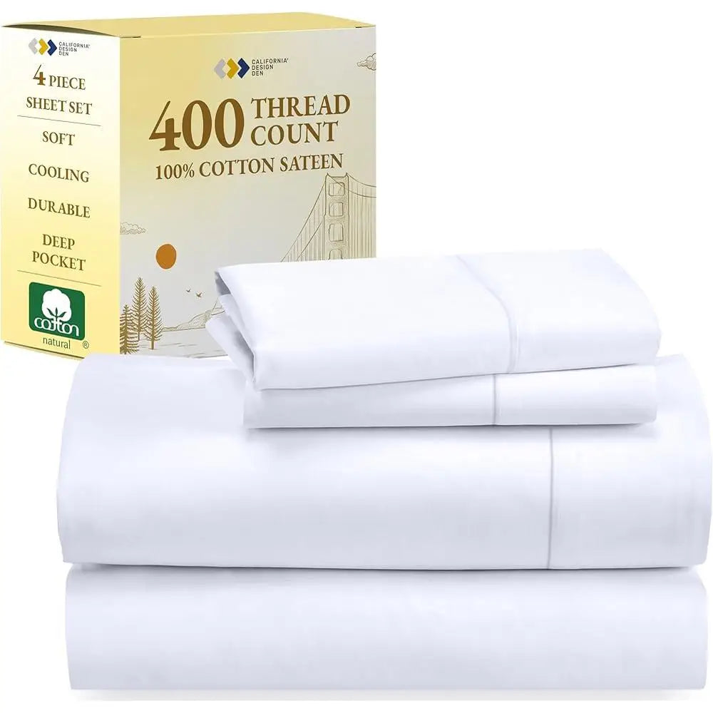 King Size Bed Sheets 400 Thread Count Soft Cooling Deep Pocket Sets