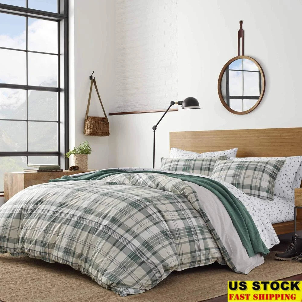 King Size Plaid Reversible Bedding with Matching Pillow Shams