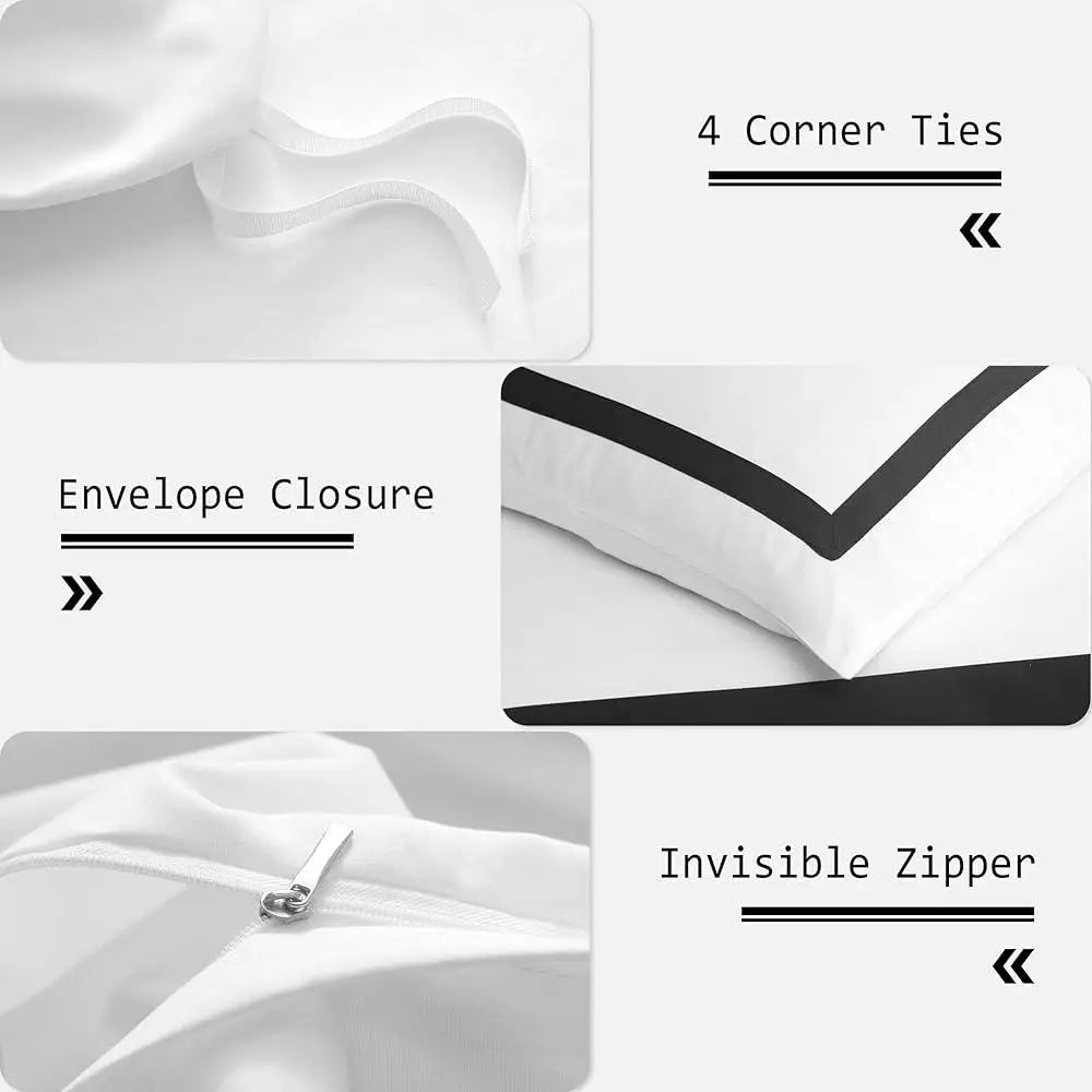 Queen Size 3Pcs Ultra Soft Breathable Bedding Collection with Zipper Closure and Pillow Shams