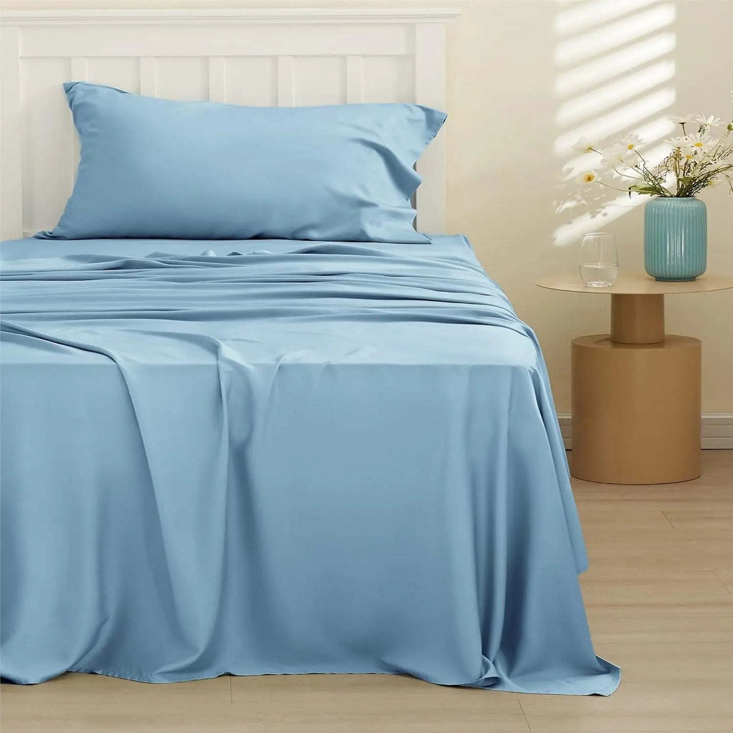 Bamboo, Deep Pocket Up to 16", Breathable & Soft, Hotel Luxury Silky Bedding Sheet