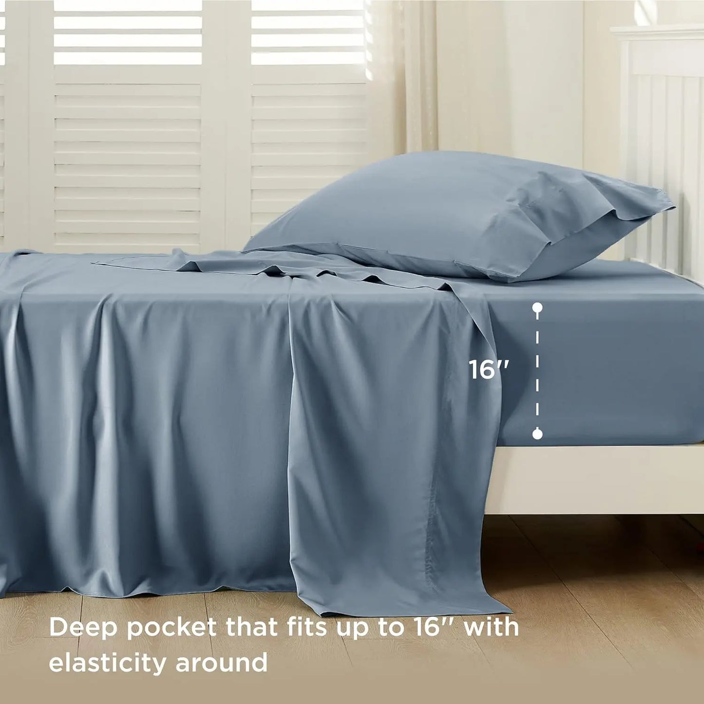 Bamboo, Deep Pocket Up to 16", Breathable & Soft, Hotel Luxury Silky Bedding Sheet