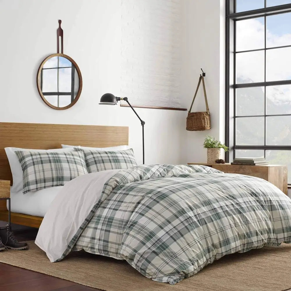 King Size Plaid Reversible Bedding with Matching Pillow Shams